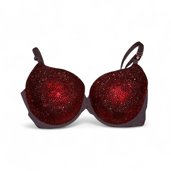 Luxe Crystal Rhinestone Classic Garnet Ruby Red Glam Bling Bra Top All Sizes New - Picture 3 of 11